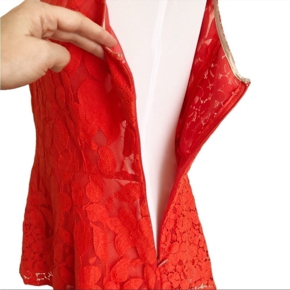 Anthropologie Moulinette Souers Glitzen Orange Peplum Metallic Blouse Sz 2 NWOT - Picture 8 of 11